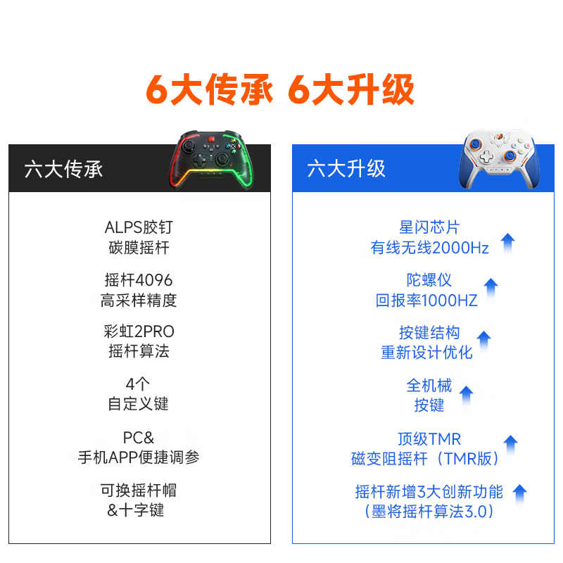 墨将迅龙2星闪无线游戏手柄碳膜摇杆apex/NS/PC电脑steam无限暖暖 - 图2