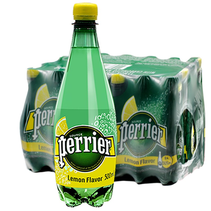 perrier巴黎水500ML24瓶整箱苏打水含气原味草莓青柠味饮料气泡水 - 图1