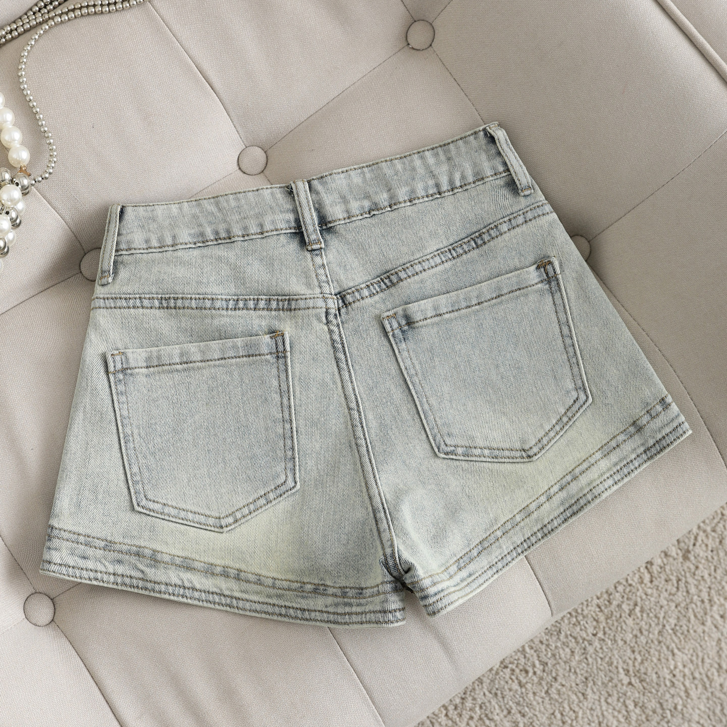 拉夏贝尔美式辣妹做旧复古牛仔裤短裤女夏季a字包臀高腰显瘦热裤,淘宝优惠券,粉丝福利购,淘宝优惠卷