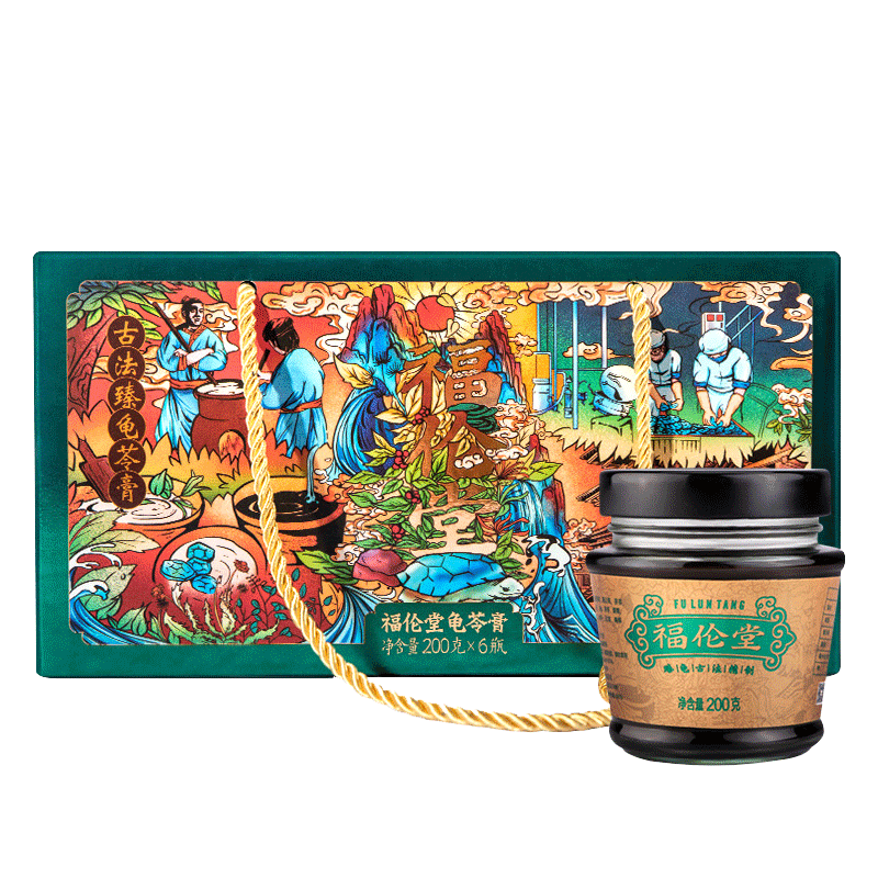 中华草龟福伦堂龟苓膏200g*6瓶*1盒