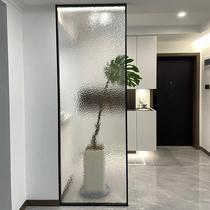 Half Wall Super Silver Corrugated Stone Textured Steel Art Glass Partition Screen Custom Toilet Shower Room Manufacturer