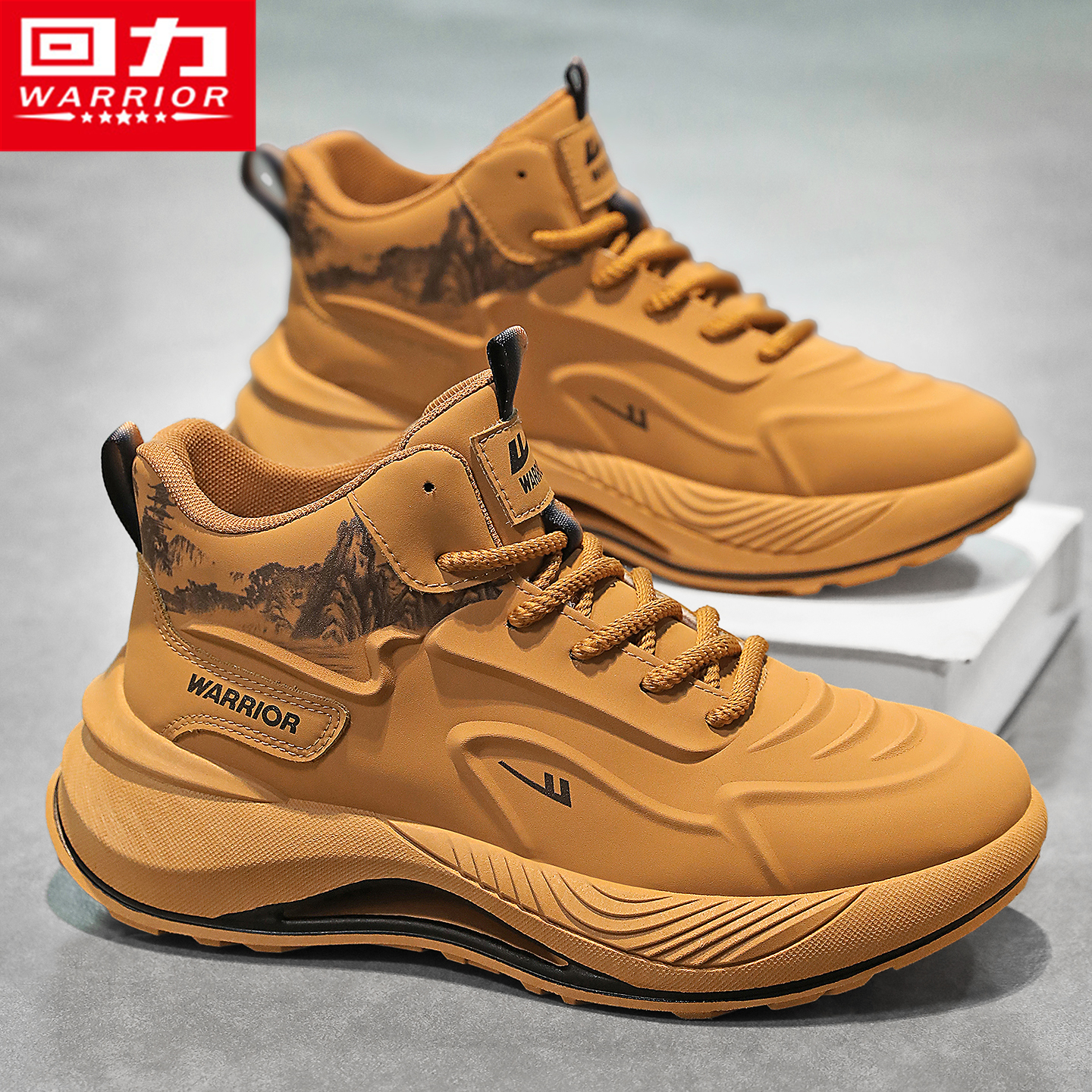 回力老爹男鞋冬季2025新款运动休闲防滑皮面跑步厚底复古登山潮鞋 - 图0