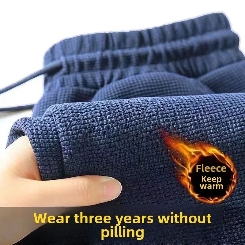 Autumn/winter Men's Fleece-lined Thickened Casual Trousers L - 图1