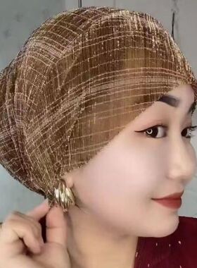 夏季薄款化疗后女士帽纱巾