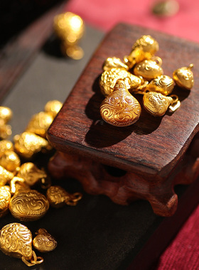越南沙金驱魔兽古法传承錾刻吊坠手绳黄金驱魔铃铛DI配件锡金饰品