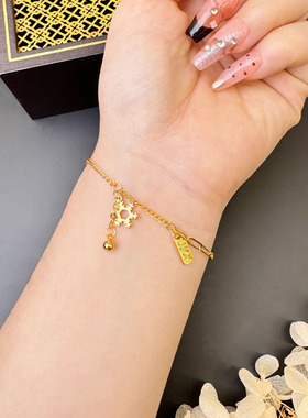 越南沙金字母吊牌雪花手链夏季简约高级感流行时尚久不掉色手饰品