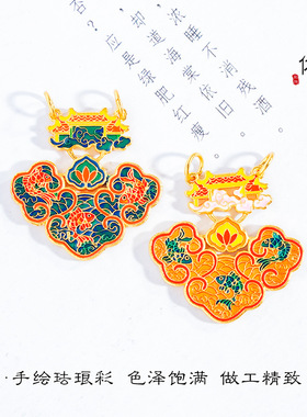 新款久不掉色鲤鱼跃龙门越南沙金吊坠高温烧蓝足非遗古法黄金时尚