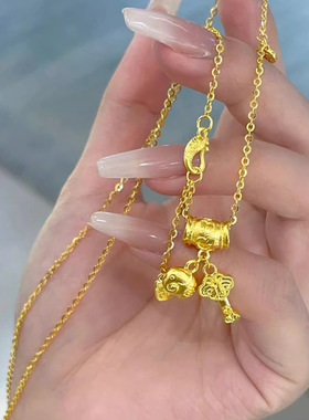 越南沙金大大吉利吉言象吊坠如意项链女配饰新中式小众轻奢锁骨链