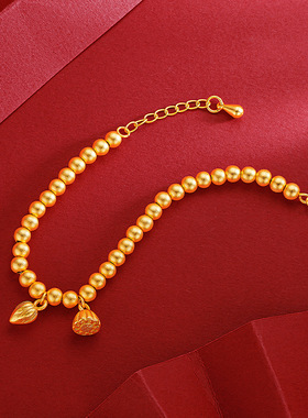 国潮新中式沙金古法网红款两世欢手链 镀k金保色莲蓬莲花s扣手链