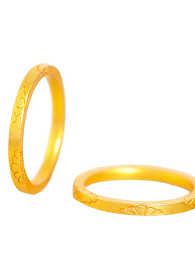 金店同款越南沙金小雏菊戒指方形素圈食指戒四方菊花指环简约时尚