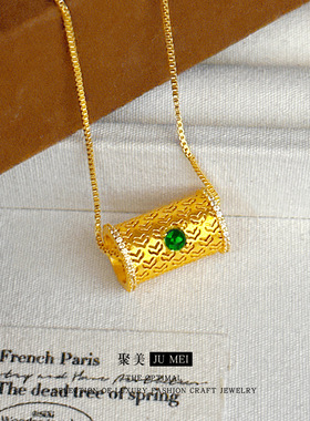 中式黄金色镶嵌锆石东方之美小蛮腰吊坠越南沙金项链挂坠款锁骨链