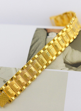 男款加厚金精品越南沙金手链时尚男款纯镀金仿金欧美男士手链