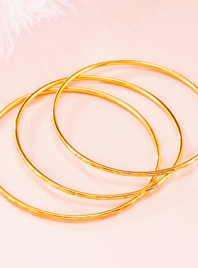 轻奢仿18k黄金线圈波西米亚风手镯女 时尚经典细圈沙金手环 跨境