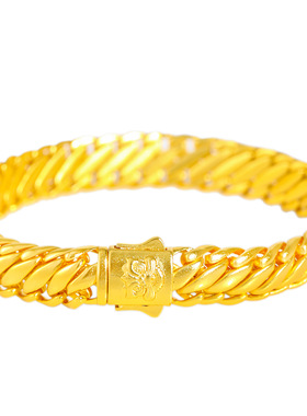 金店同款古法越南沙金三马鞭男士古巴老板手链霸气手串送男友礼物