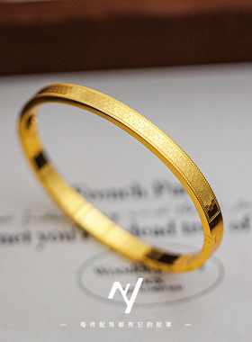 同款cnc蛋形龙鳞卡扣越南越南沙金手镯轻奢设计感素圈手环