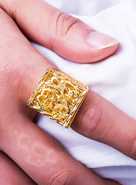 越南沙金雄鹰款男款双层戒指环保真金男士指环婚庆锡金饰品女