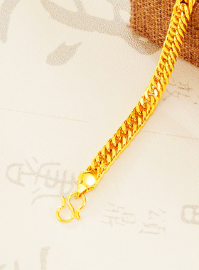 奢华仿沙金黄金双扣老板手链男女款复古沙金手饰品跨境爆款配饰