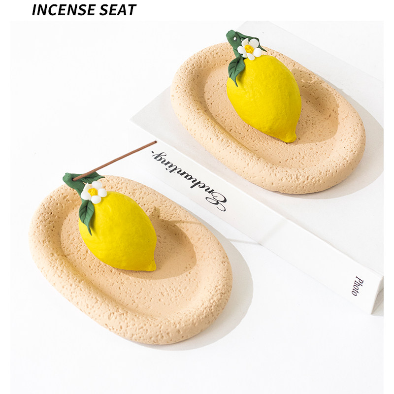 陶瓷柠檬线香香插香盘底座香托家居室内高级感香薰装饰摆件不落灰,淘宝优惠券,粉丝福利购,淘宝优惠卷