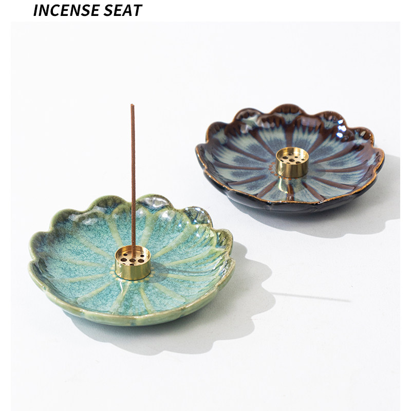 小众荷叶线香底座香插家居阅读摆件香盘香托陶瓷高级感托盘送礼物,淘宝优惠券,粉丝福利购,淘宝优惠卷
