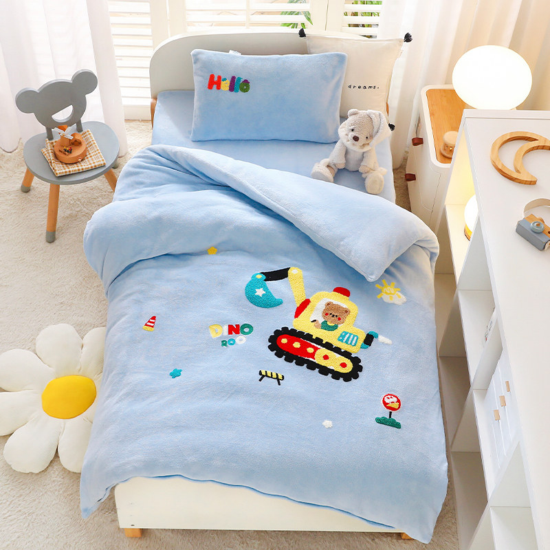 儿童被套冬季加绒牛奶绒单件120x150cm婴儿幼儿园宝宝被罩150x200,淘宝优惠券,粉丝福利购,淘宝优惠卷
