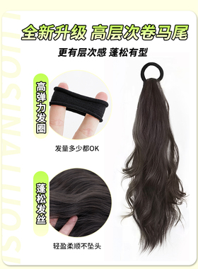 YAOYIZUN 假发马尾辫慵懒甜酷仿真发绑带式皮筋低扎自然微卷假发