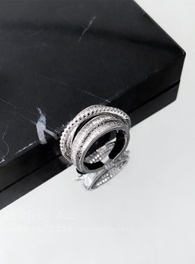 多层微镶开口戒指女时尚个性高级