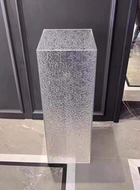亚克力摆件底座展示台亚克力透明石头纹展示柜盒水波纹艺术品展台