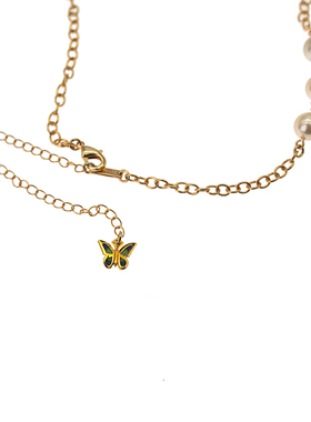 STUGAZI绿蝴蝶香槟金珍珠项链