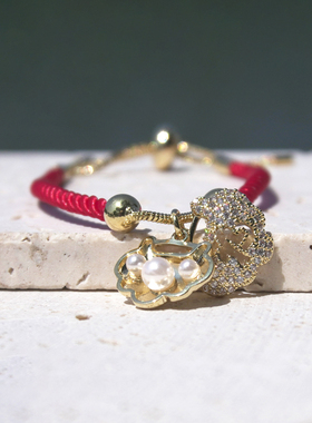 福气钱袋平安锁扣生肖小兔子手绳