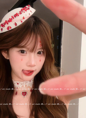 万圣节白色红钻小礼帽发夹女拍照