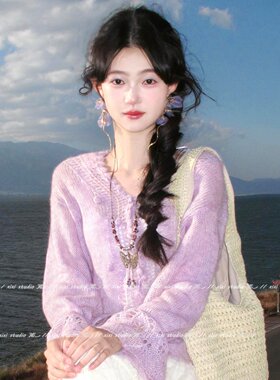 花漾如春！超仙紫色花瓣流苏耳环