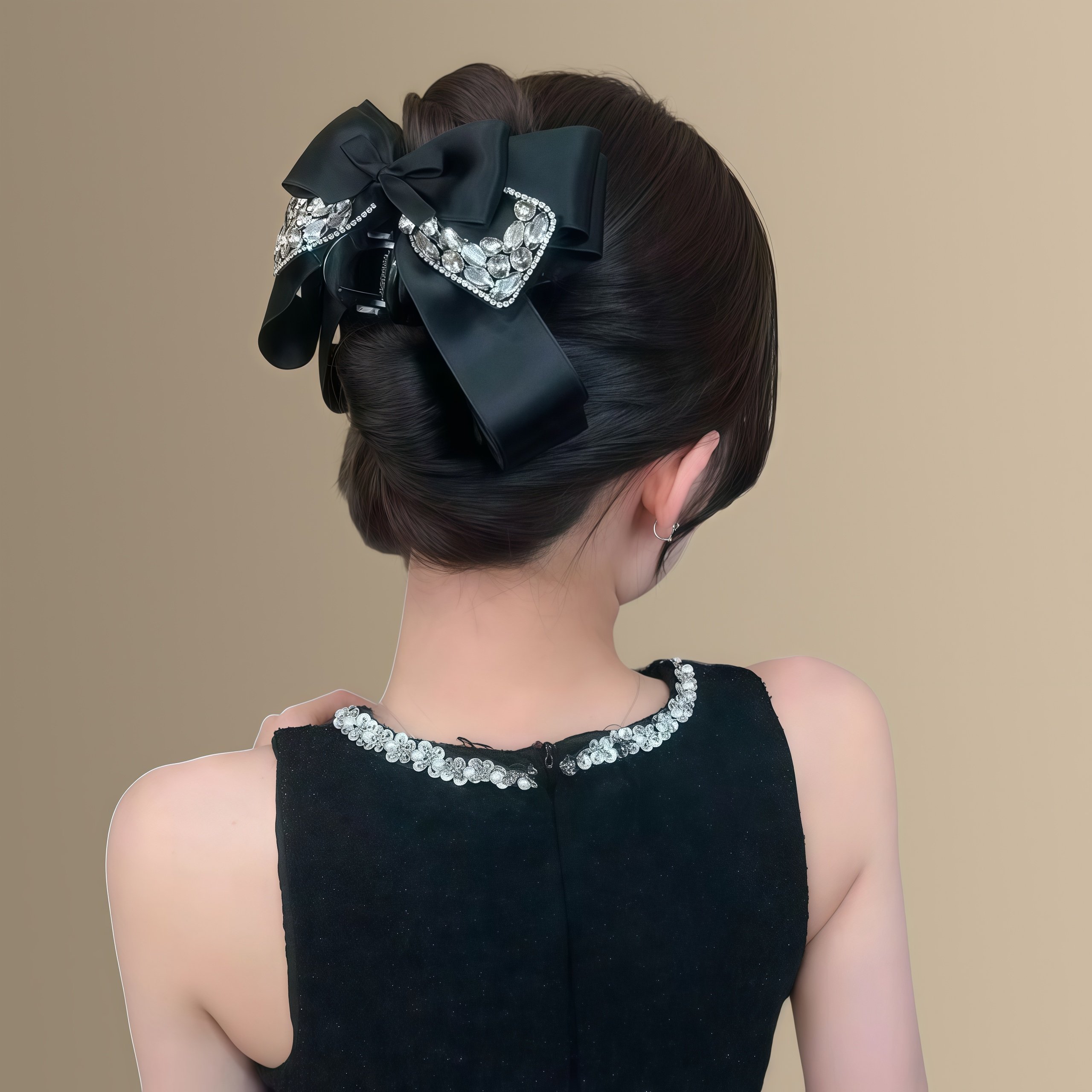 科切拉之夜~黑色闪钻蝴蝶结抓夹高级感气质饱满后脑勺鲨鱼夹发饰,淘宝优惠券,粉丝福利购,淘宝优惠卷