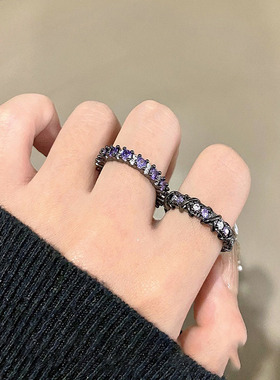 暗黑万花筒高级感交叉排钻锆石开口戒指小众设计轻奢高级感指环女