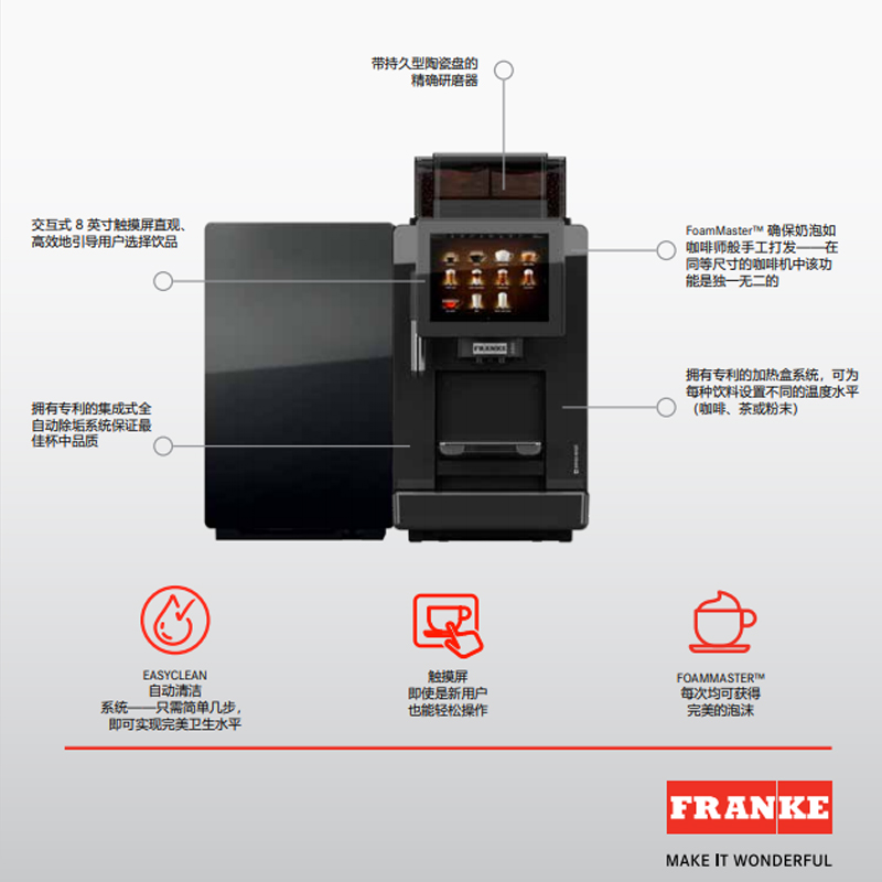 FRANKE原装进口交互式屏幕自动 Easy清洁新款A300全自动咖啡机 - 图1