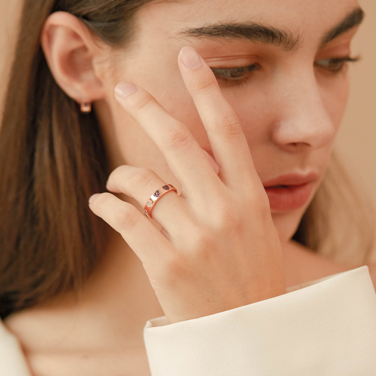 apm monaco爱心女玫瑰金小众对戒 CHUMET海外戒指/指环