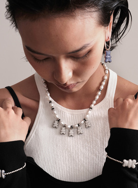 【生日礼物】APM Monaco40周年限量版小熊珍珠项链女款时尚饰品