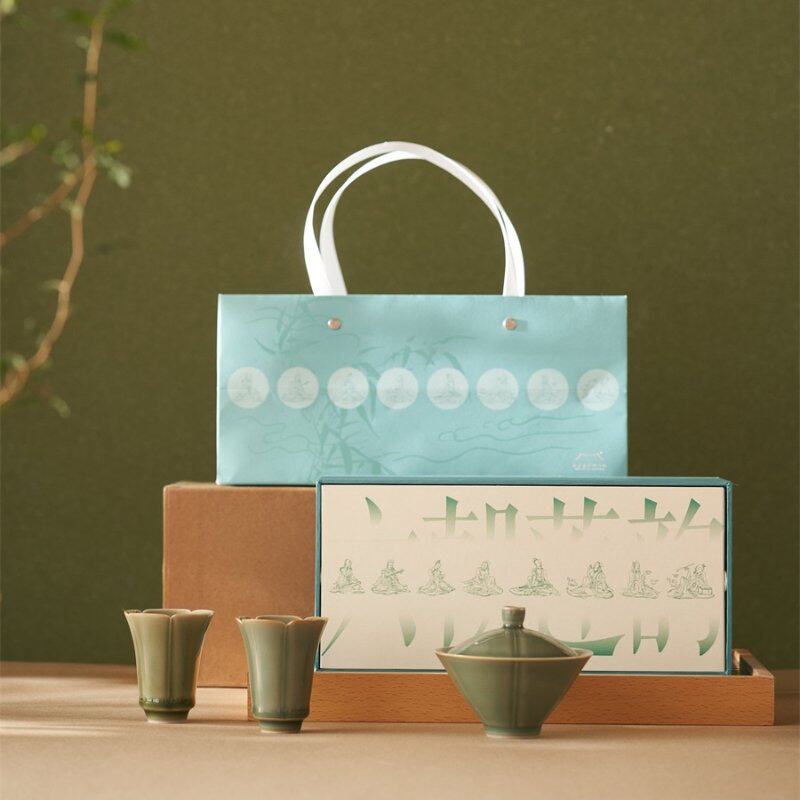 南京博物馆文创茶具礼盒礼物礼盒六朝莲韵竹林七贤感恩商务伴手礼