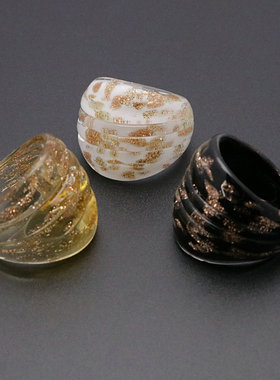 NEW RIDGE 非金属琉璃戒指 彩色古风立体金沙手工多色梦幻手指