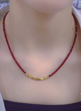 安可拉红色碎银几两项链时尚气质轻奢锁骨链小众设计高级感颈链