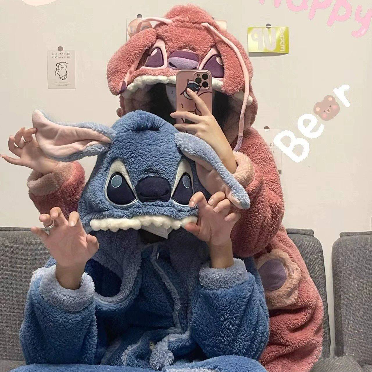 史迪仔珊瑚绒情侣睡衣女装秋冬季款长款睡袍男士加厚加绒冬天套装,淘宝优惠券,粉丝福利购,淘宝优惠卷