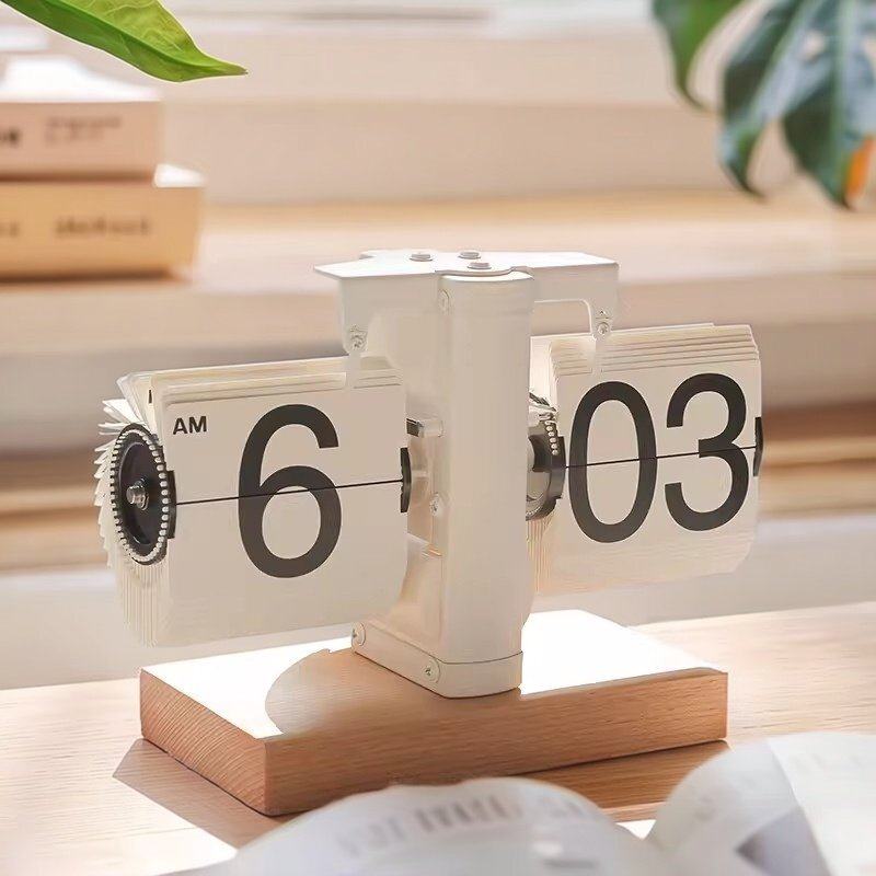 创意机械自动翻页时钟桌面简约复古台式数字摆钟轻奢极简装饰座钟,淘宝优惠券,粉丝福利购,淘宝优惠卷