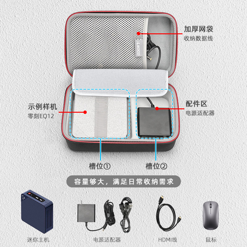 适用迷你电脑主机收纳包摩方酷睿N100保护盒NUC包铭凡790主机包硬