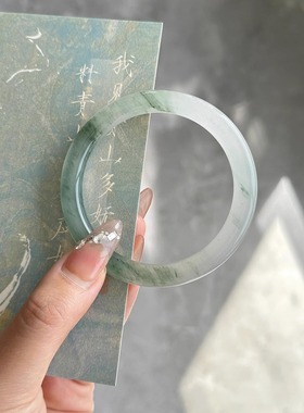 天然正品新疆天山翠手镯冰翠玉镯女款雪翠金丝玉圆条玉镯子非翡翠