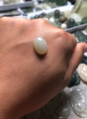 天然和田玉俄料白玉蛋面戒面吊坠锁骨链吊坠手机坠卡15.8有库存