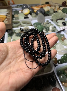 墨玉项链6mm吊坠链子正品天然真玉项链串珠文玩男女款手串吊坠