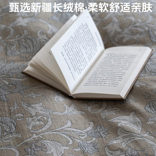 秋冬轻奢全棉磨毛床品四件套纯棉保暖床单被套提花加厚床上用品 - 图0