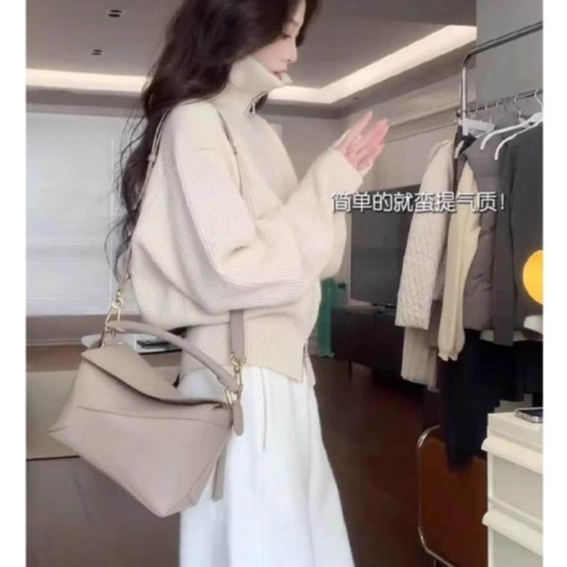 慵懒风双拉链翻领针织开衫女秋冬新款高级感软糯毛衣外套短款上衣,淘宝优惠券,粉丝福利购,淘宝优惠卷