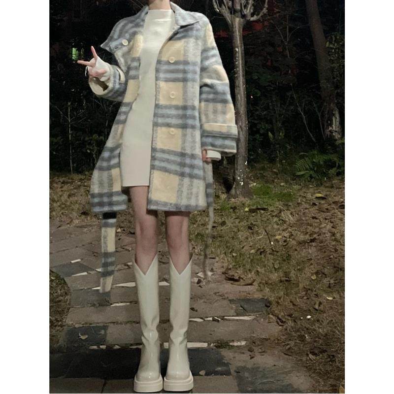 小香风复古格子毛呢外套女秋冬季2025新款夹棉加厚中长款韩系大衣,淘宝优惠券,粉丝福利购,淘宝优惠卷