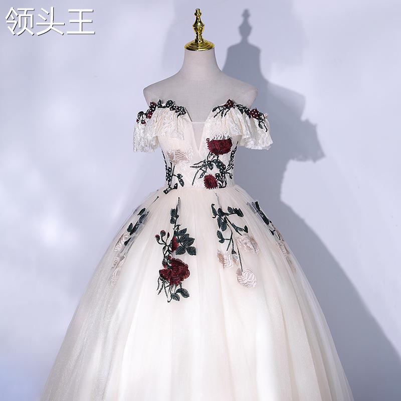 彩纱美声独唱演出服学生声乐艺考礼服蓬蓬裙年会主持晚礼服气质