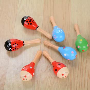 厂家直销 奥尔夫儿童打击乐器玩具小沙球 幼儿早教教具 木制沙锤